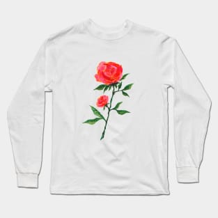 Red Rose Watercolor Long Sleeve T-Shirt